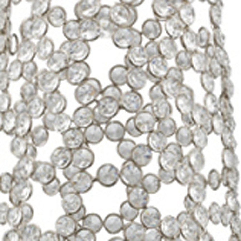 40" Silver Oval Crystal Glass Floor Vase With Faux Crystals