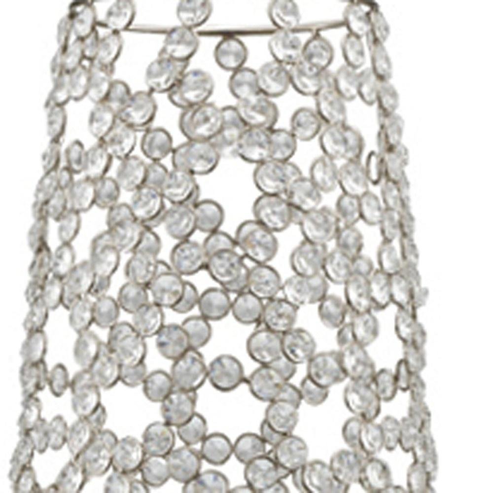 40" Silver Oval Crystal Glass Floor Vase With Faux Crystals