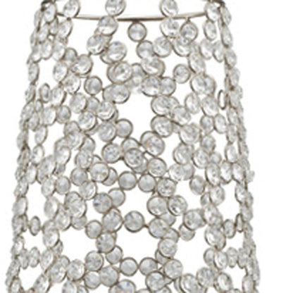 40" Silver Oval Crystal Glass Floor Vase With Faux Crystals