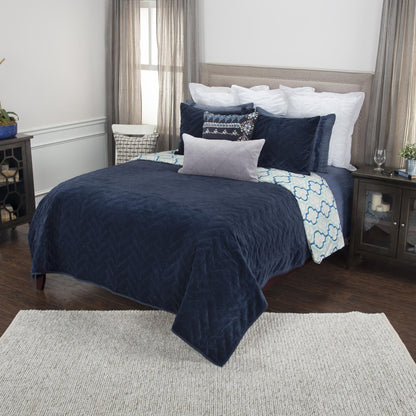 Indigo Geometric Queen Quilt