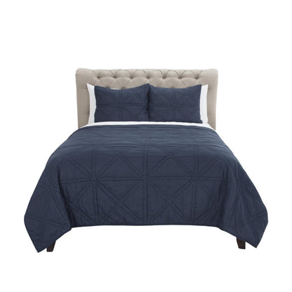 Indigo Geometric Queen Quilt