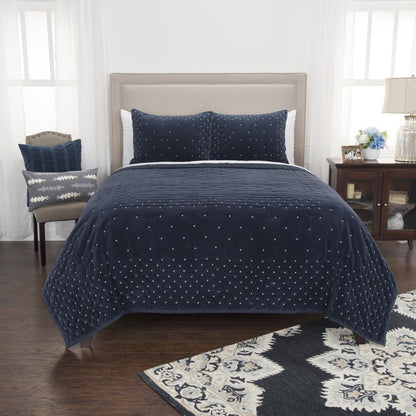 Indigo Polka Dots Queen Quilt