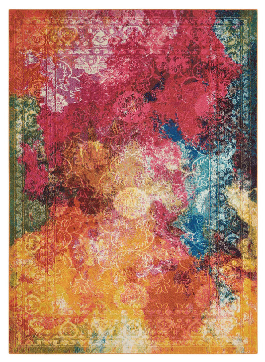 5' X 7' Seaglass Abstract Power Loom Non Skid Area Rug