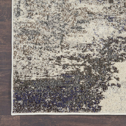 2' X 6' Ivory And Grey Abstract Power Loom Non Skid Runner Rug