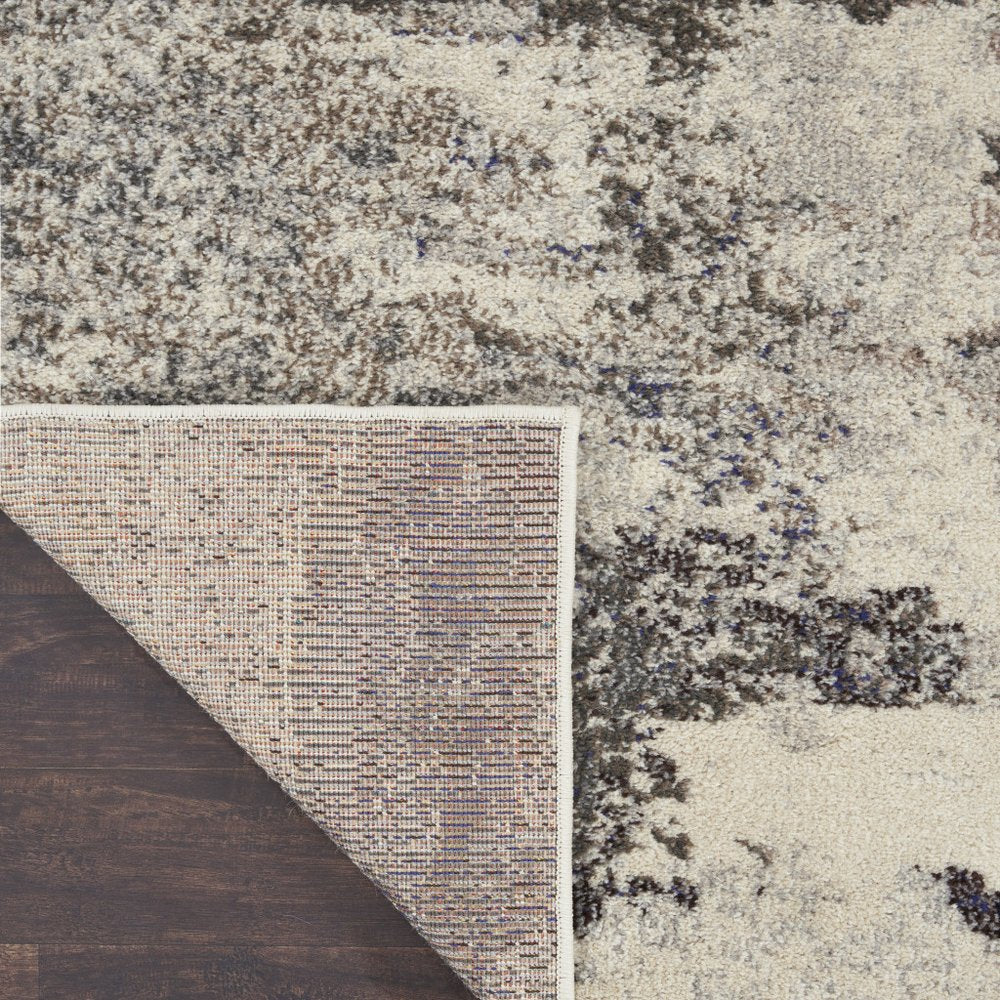 2' X 4' Ivory And Grey Abstract Power Loom Non Skid Area Rug