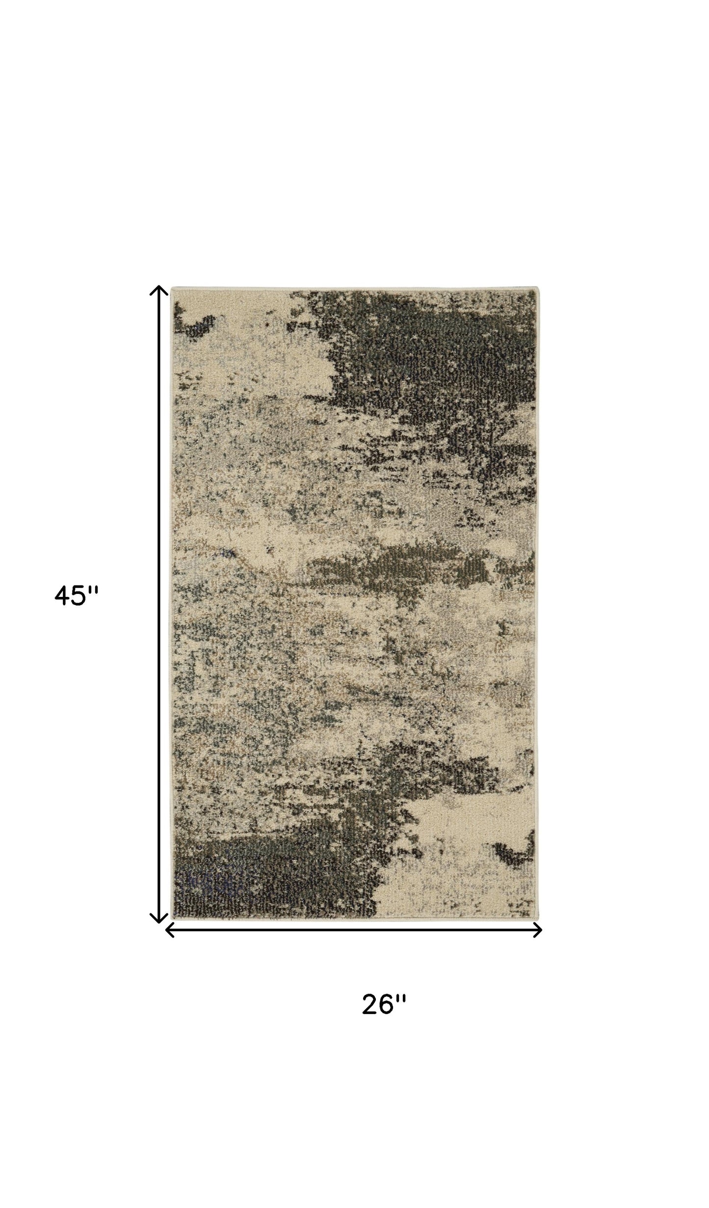 2' X 4' Ivory And Grey Abstract Power Loom Non Skid Area Rug