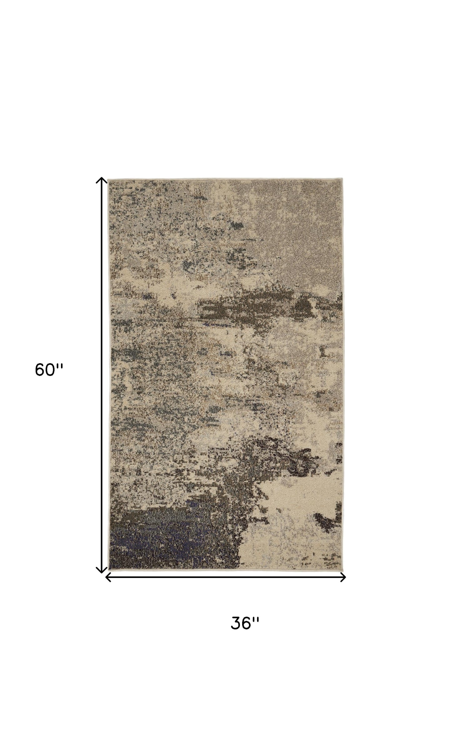 3' X 5' Ivory And Grey Abstract Power Loom Non Skid Area Rug