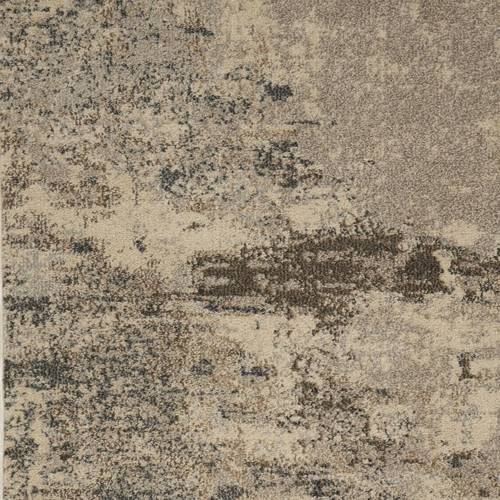 3' X 5' Ivory And Grey Abstract Power Loom Non Skid Area Rug