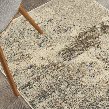 3' X 5' Ivory And Grey Abstract Power Loom Non Skid Area Rug