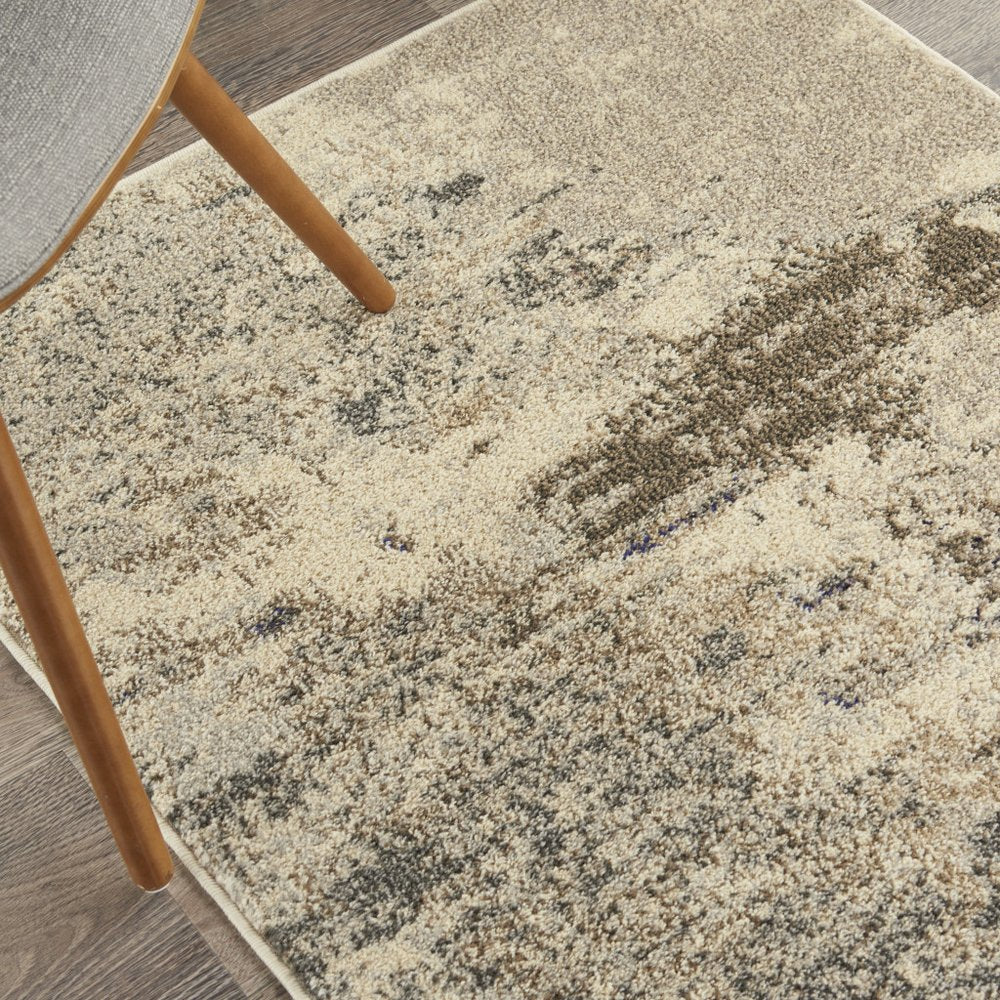3' X 5' Ivory And Grey Abstract Power Loom Non Skid Area Rug
