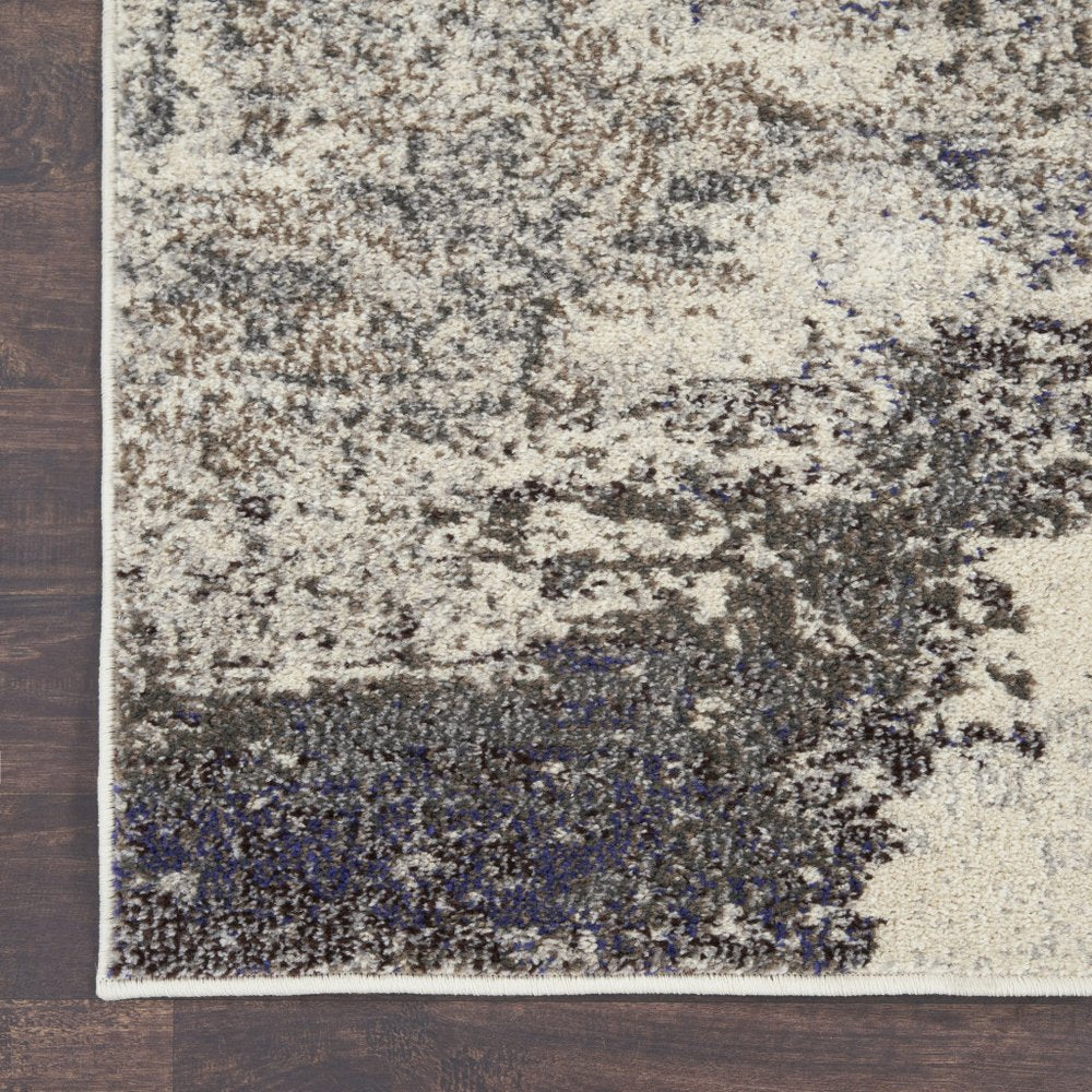 4' X 6' Ivory And Grey Abstract Power Loom Non Skid Area Rug