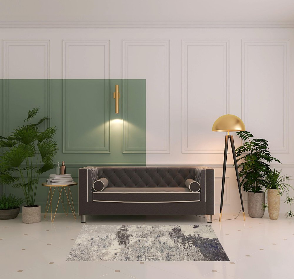 4' X 6' Ivory And Grey Abstract Power Loom Non Skid Area Rug