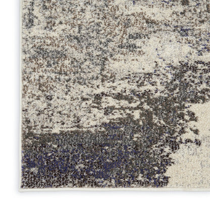 4' X 6' Ivory And Grey Abstract Power Loom Non Skid Area Rug