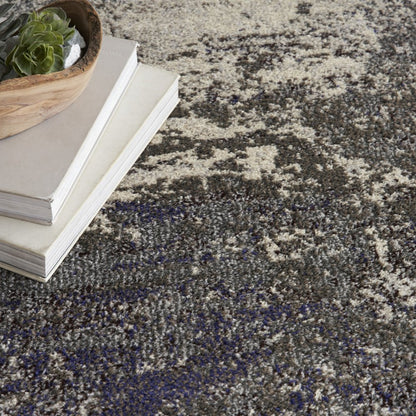 4' X 6' Ivory And Grey Abstract Power Loom Non Skid Area Rug