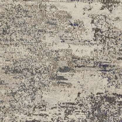 8' X 8' Ivory And Grey Round Abstract Power Loom Non Skid Area Rug