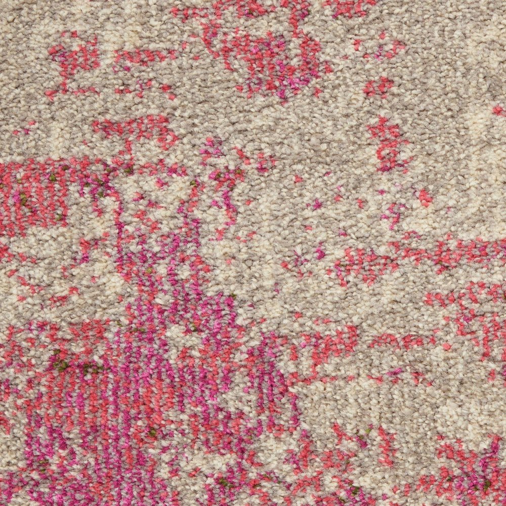 2' X 6' Ivory And Pink Abstract Power Loom Non Skid Runner Rug