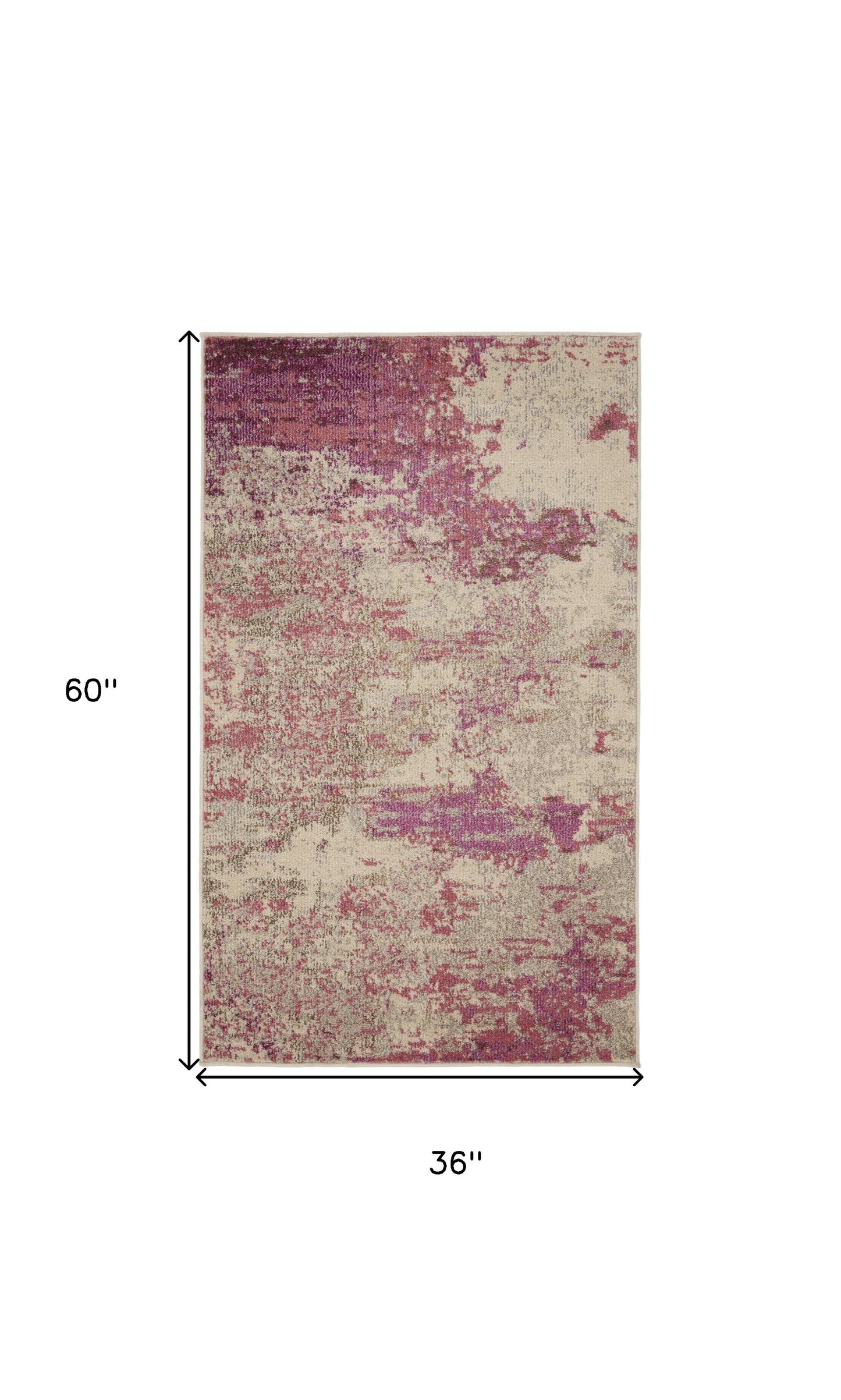 3' X 5' Ivory And Pink Abstract Power Loom Non Skid Area Rug