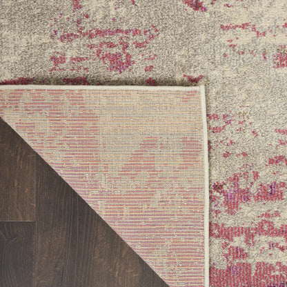 4' X 6' Ivory And Pink Abstract Power Loom Non Skid Area Rug