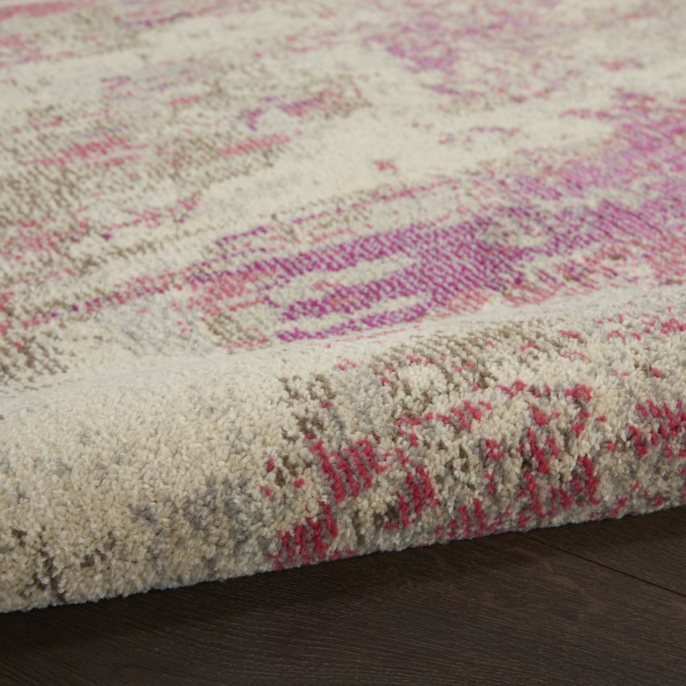 5' X 7' Ivory And Pink Abstract Power Loom Non Skid Area Rug
