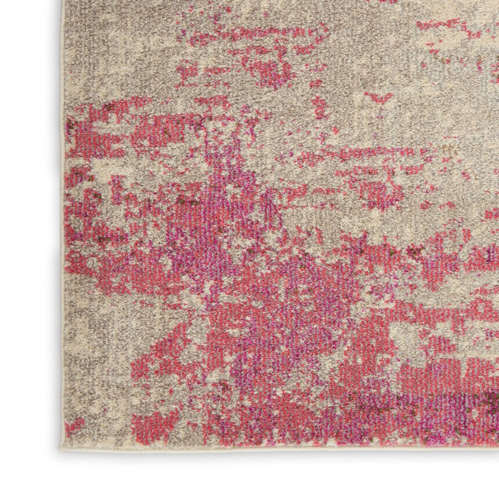 5' X 7' Ivory And Pink Abstract Power Loom Non Skid Area Rug