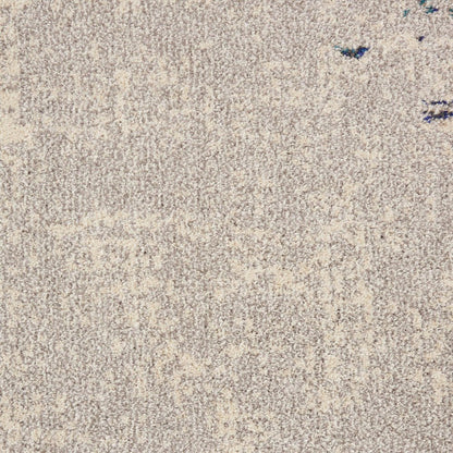 5' X 7' Ivory And Teal Blue Abstract Power Loom Non Skid Area Rug