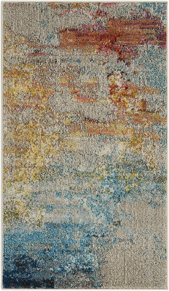 2' X 4' Sealife Abstract Power Loom Non Skid Area Rug