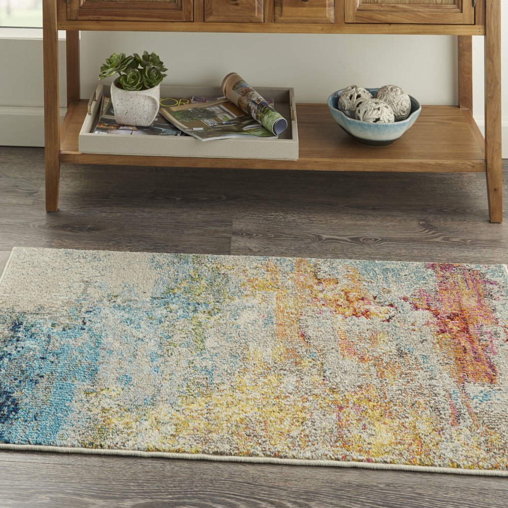2' X 4' Sealife Abstract Power Loom Non Skid Area Rug