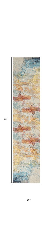 2' X 8' Sealife Abstract Power Loom Non Skid Runner Rug