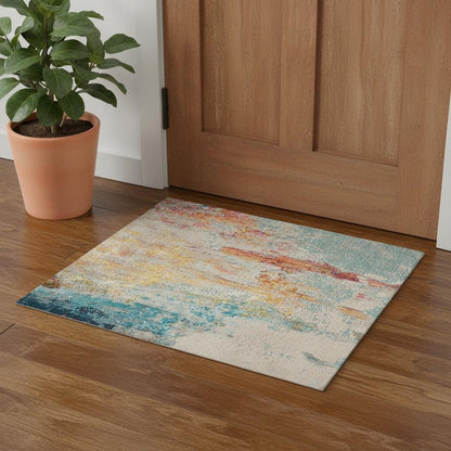 3' X 5' Sealife Abstract Power Loom Non Skid Area Rug