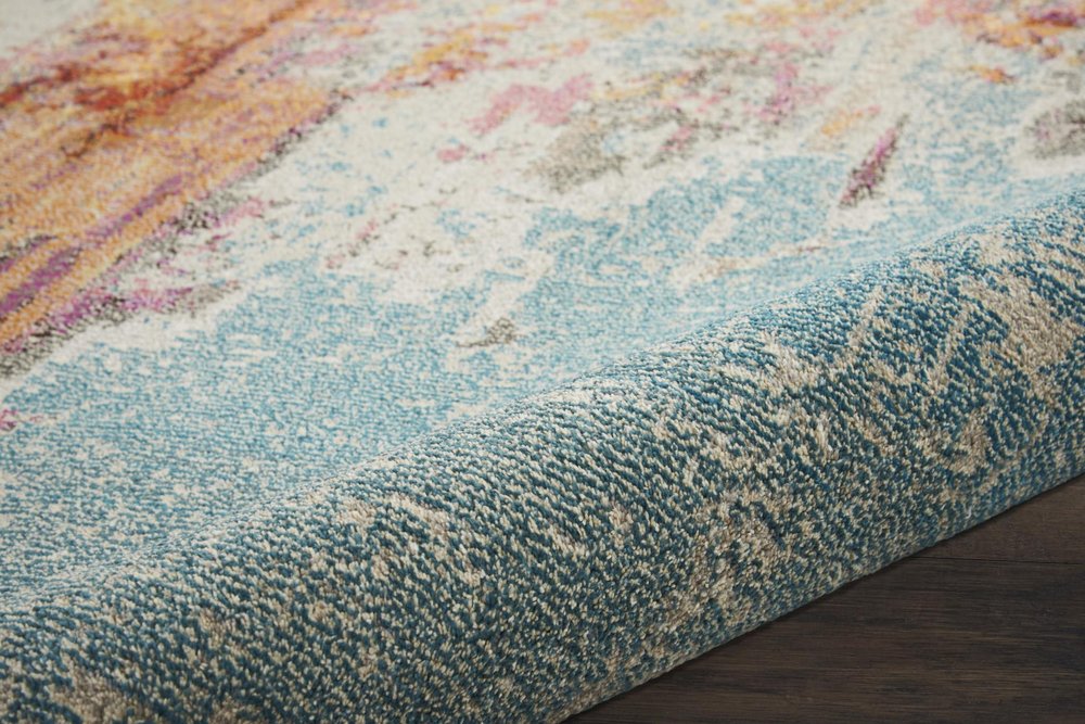 5' X 5' Sealife Round Abstract Power Loom Non Skid Area Rug