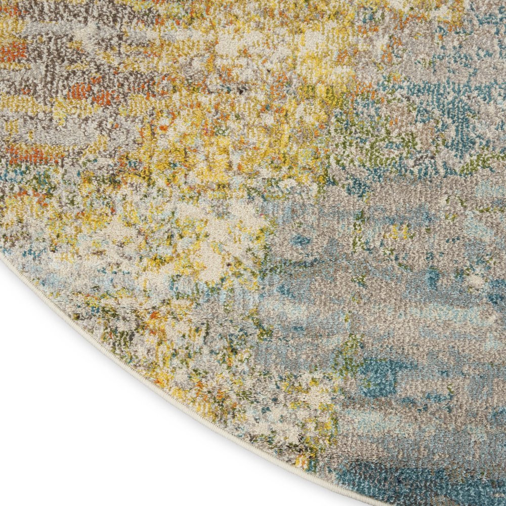 5' X 5' Sealife Round Abstract Power Loom Non Skid Area Rug