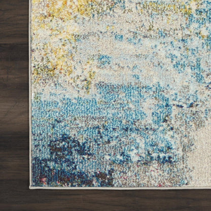 5' X 7' Blue and Orange Abstract Power Loom Area Rug