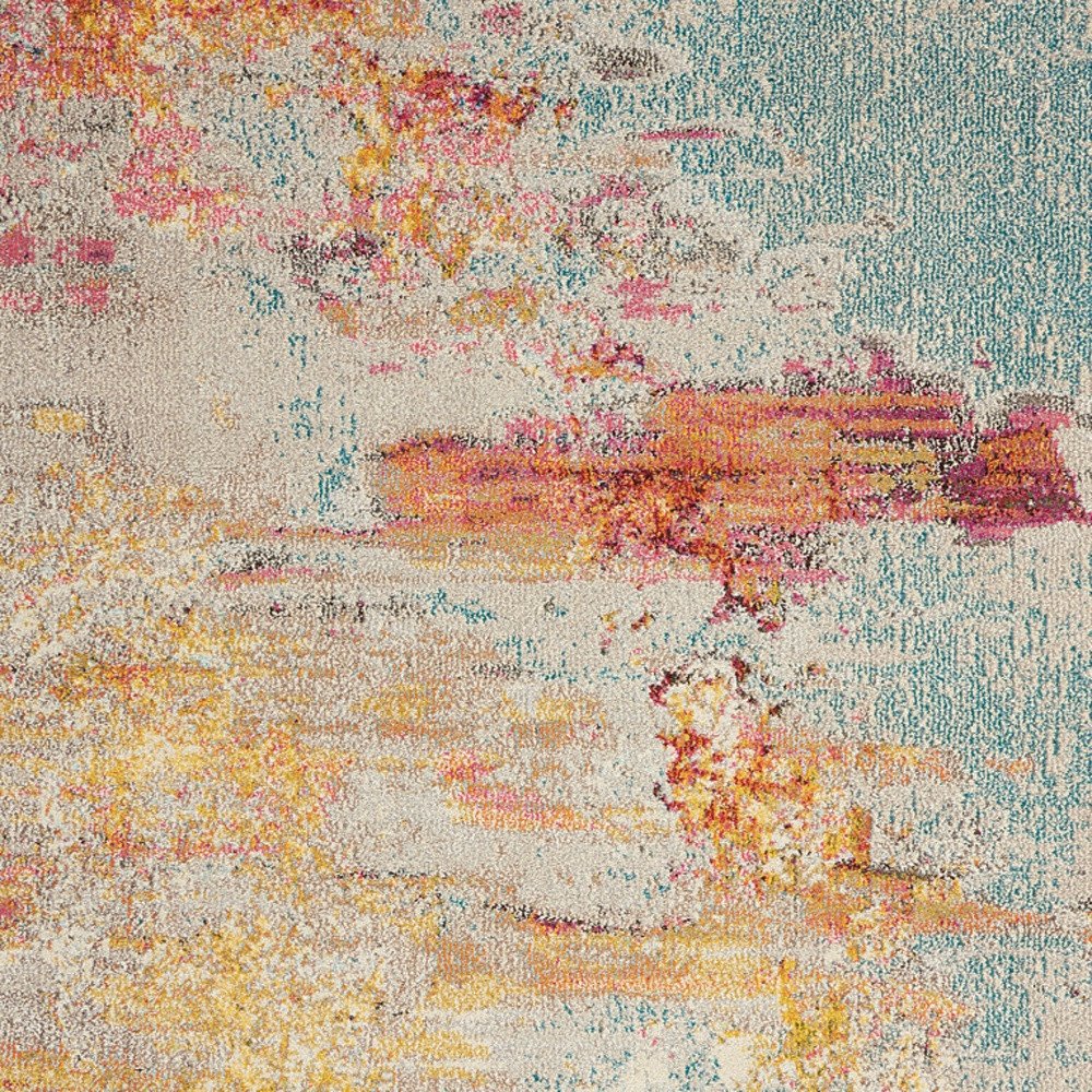 5' X 7' Blue and Orange Abstract Power Loom Area Rug