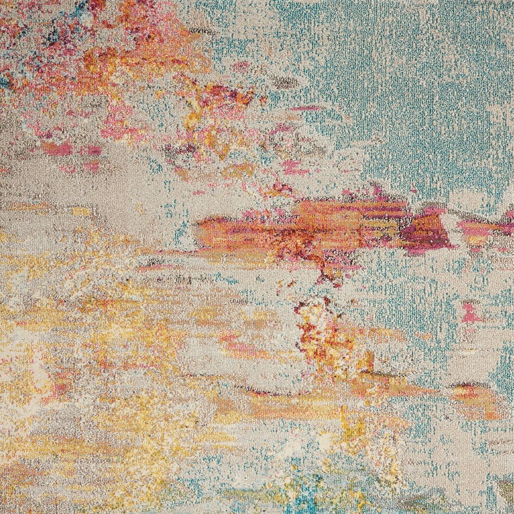 5' X 7' Blue and Orange Abstract Power Loom Area Rug
