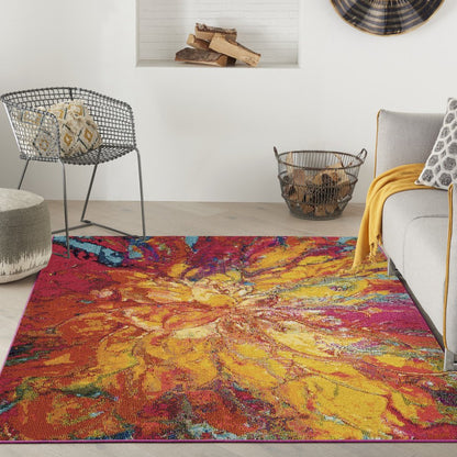 5' X 7' Cayenne Abstract Power Loom Non Skid Area Rug