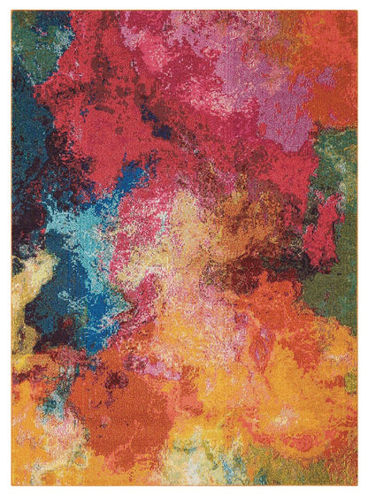 5' X 7' Palette Abstract Power Loom Non Skid Area Rug