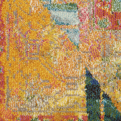 4' X 6' Stained Glass Abstract Power Loom Non Skid Area Rug