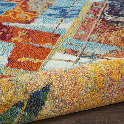 4' X 6' Stained Glass Abstract Power Loom Non Skid Area Rug