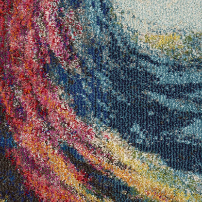 2' X 6' Wave Abstract Power Loom Non Skid Runner Rug