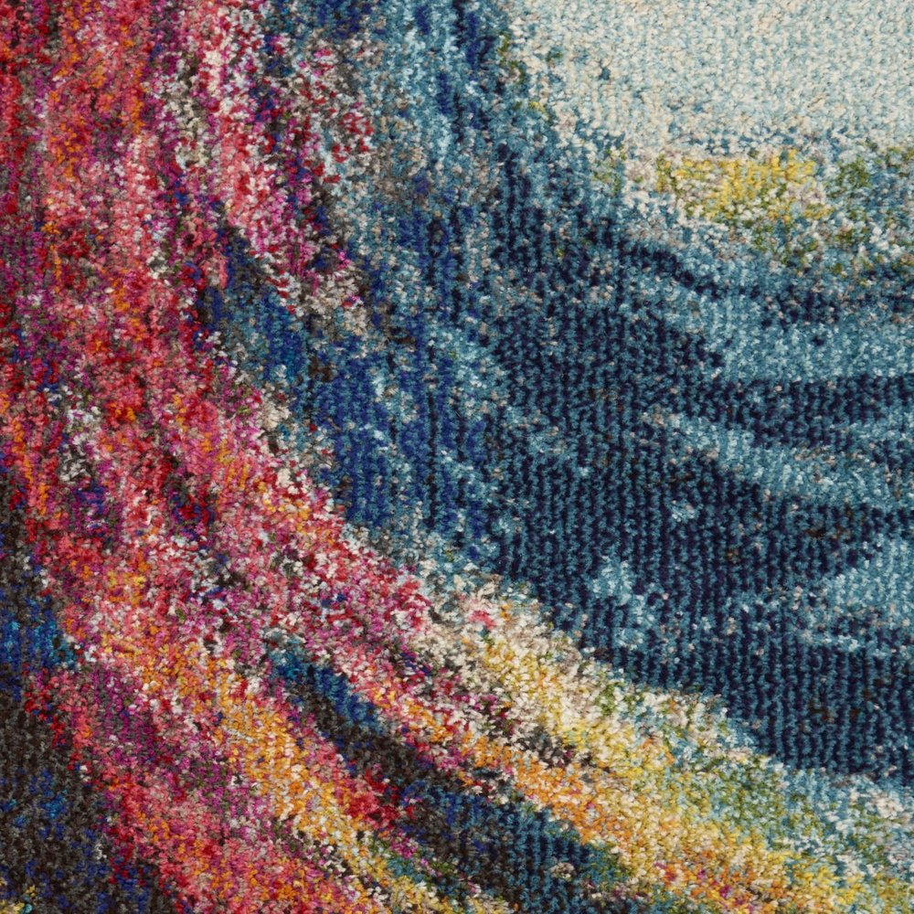 2' X 6' Wave Abstract Power Loom Non Skid Runner Rug