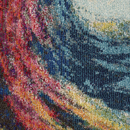 2' X 6' Wave Abstract Power Loom Non Skid Runner Rug