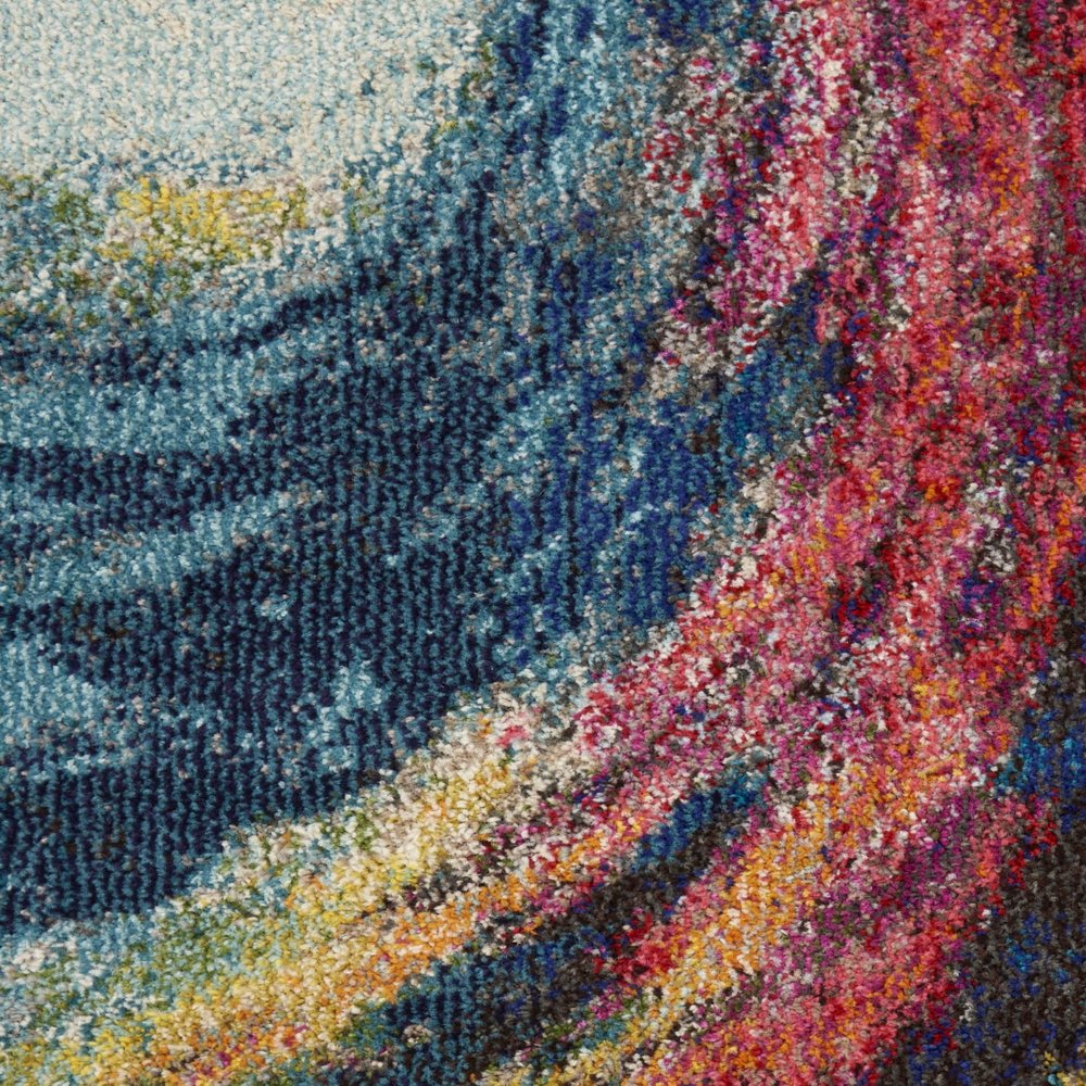 2' X 4' Wave Abstract Power Loom Non Skid Area Rug
