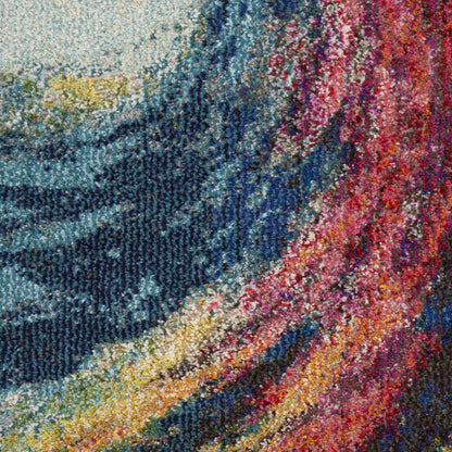 2' X 4' Wave Abstract Power Loom Non Skid Area Rug