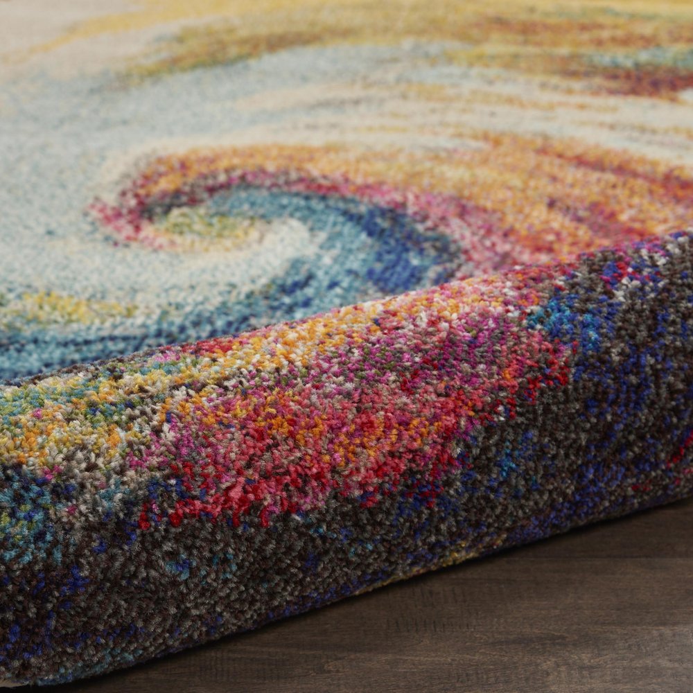 2' X 4' Wave Abstract Power Loom Non Skid Area Rug