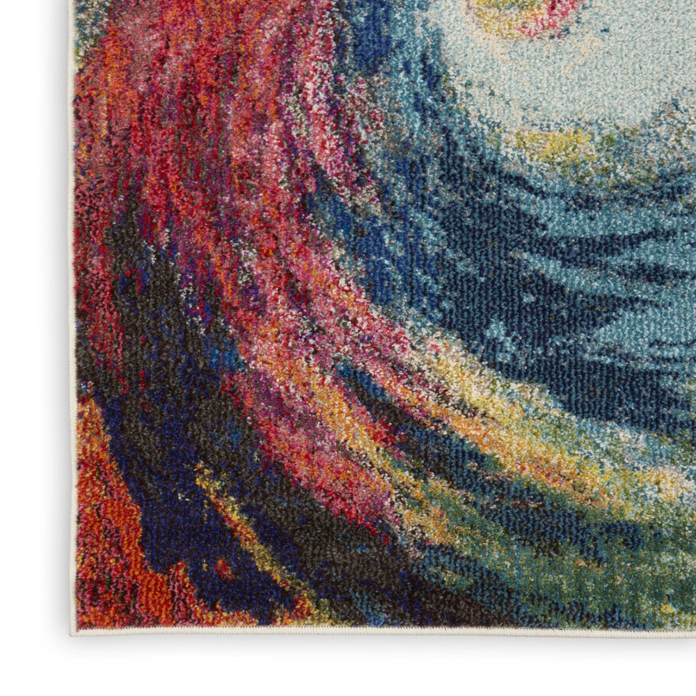 2' X 4' Wave Abstract Power Loom Non Skid Area Rug