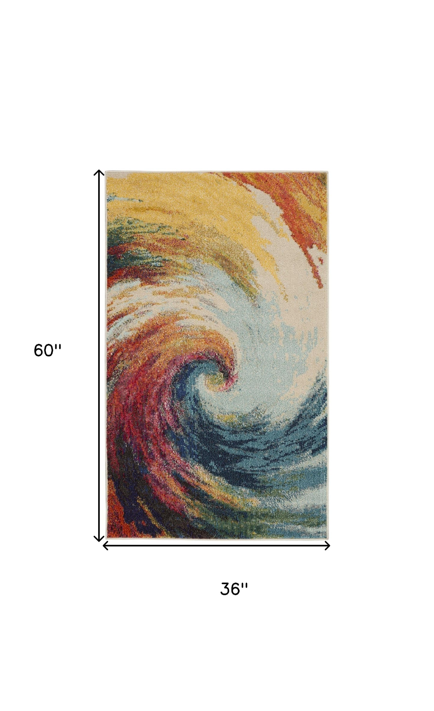 3' X 5' Wave Abstract Power Loom Non Skid Area Rug