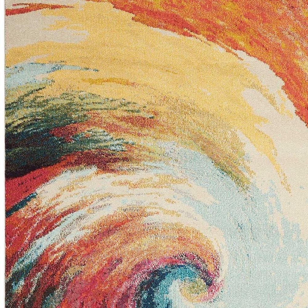 4' X 6' Wave Abstract Power Loom Non Skid Area Rug