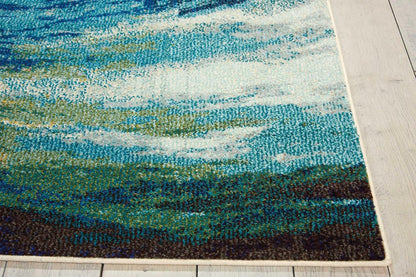 4' X 6' Wave Abstract Power Loom Non Skid Area Rug