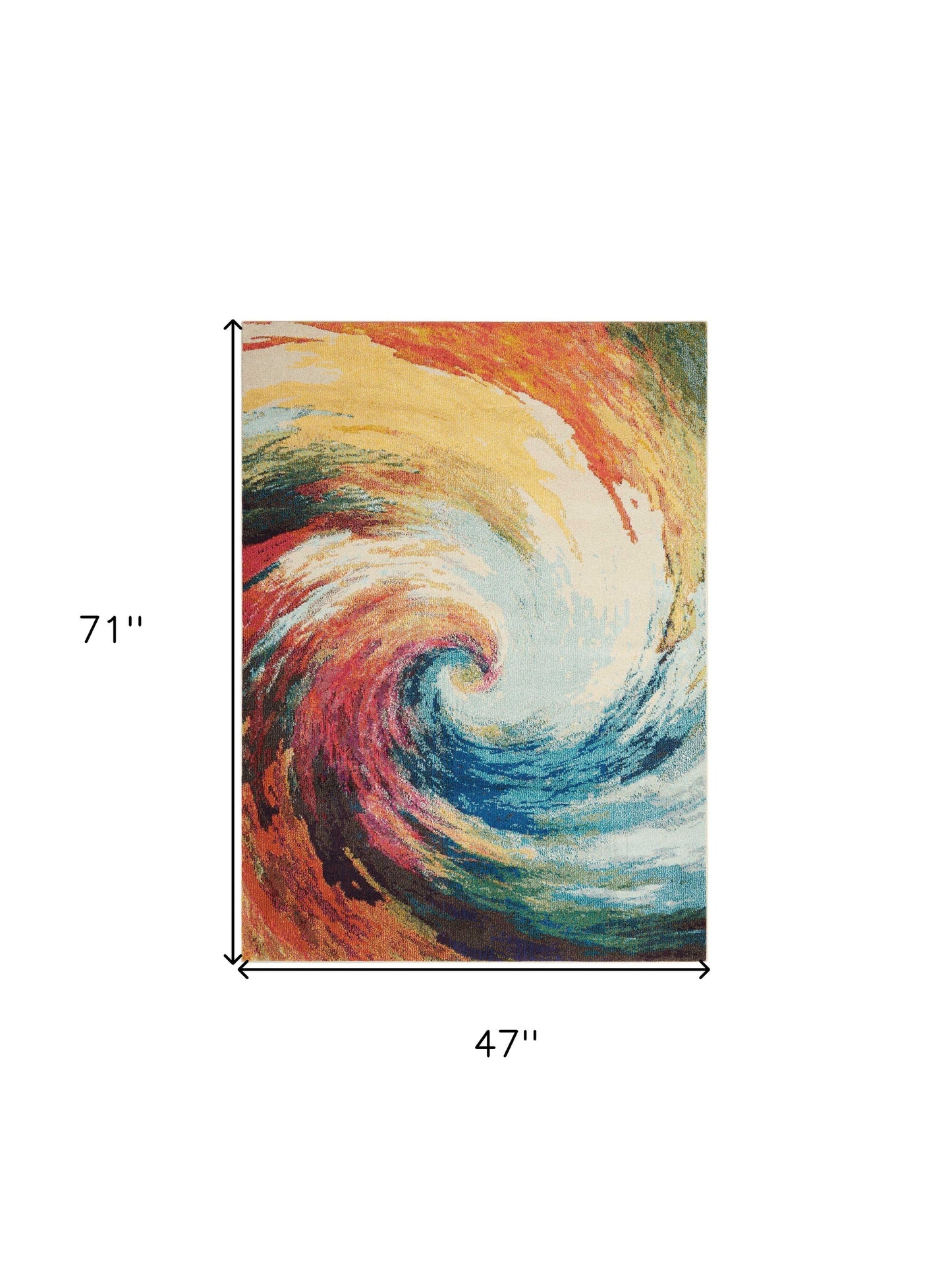 4' X 6' Wave Abstract Power Loom Non Skid Area Rug