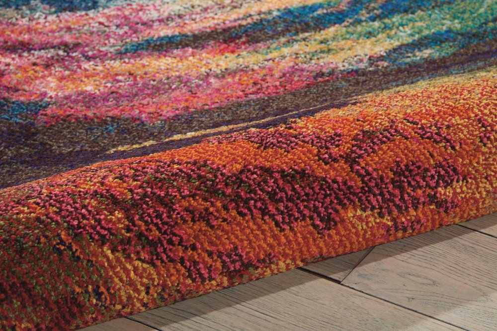 4' X 6' Wave Abstract Power Loom Non Skid Area Rug